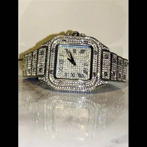 Mens Custom Fully Ice out Sport Iced Cz VVS Quality Stainless Steel Fully Bling